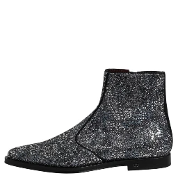 Dark Gray Cotton Sequined Chelsea Boots Shoes