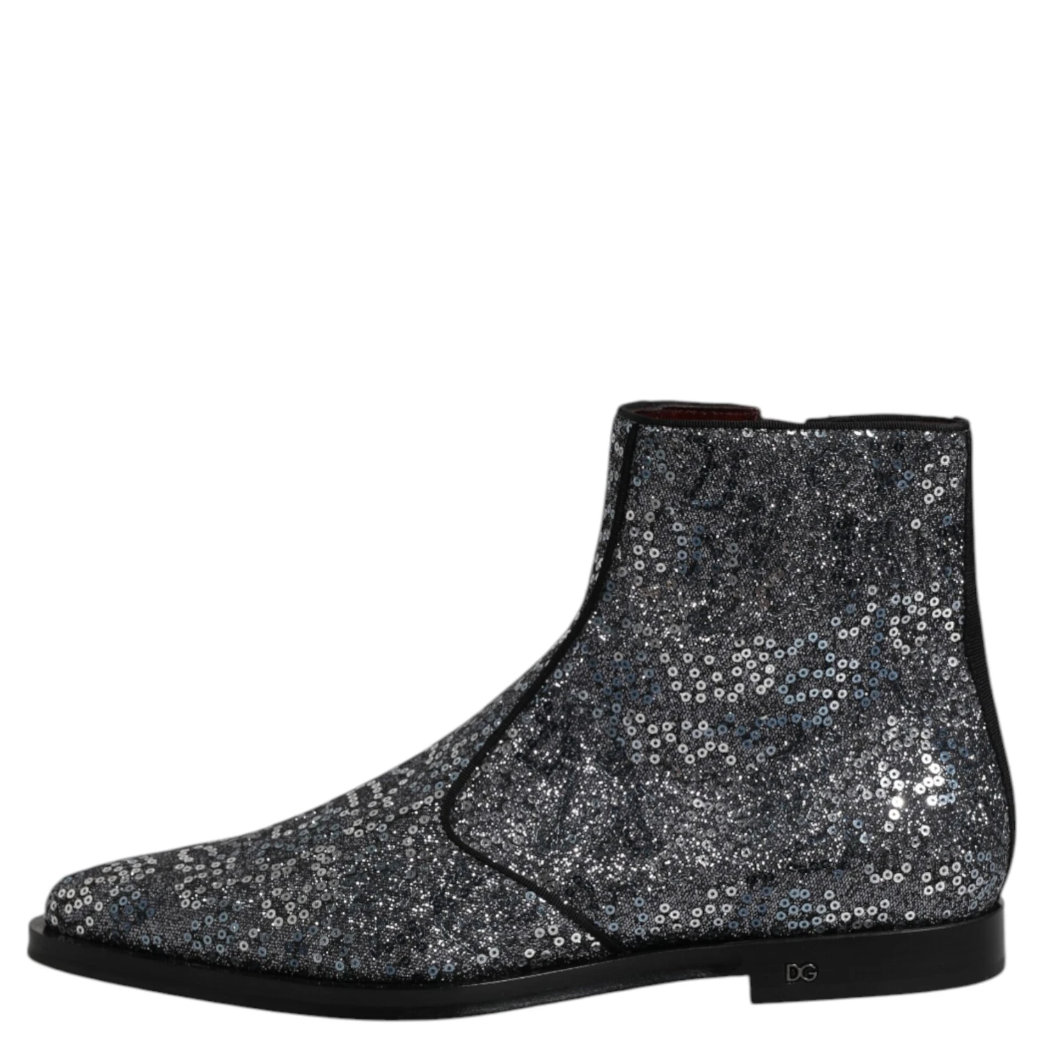 Dark Gray Cotton Sequined Chelsea Boots Shoes