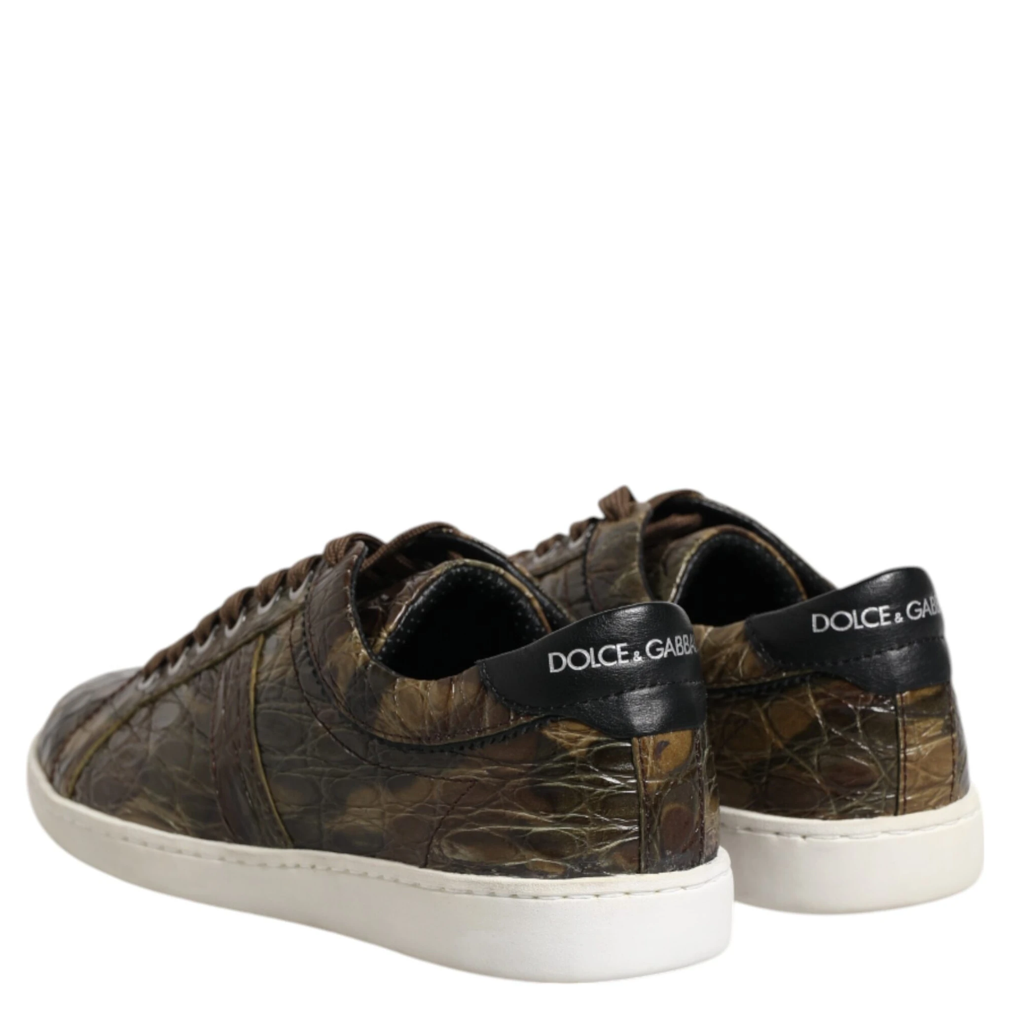 Brown Exotic Leather Low Top Sneakers Shoes