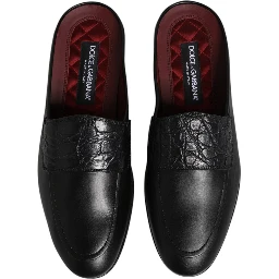 Black Calfskin Leather Slip On Loafers Shoes