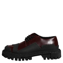 Red Leather Lace Up Trekking Dress Shoes