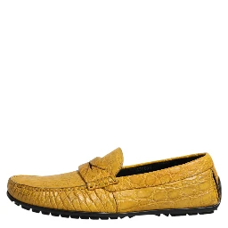 Yellow Exotic Leather Loafers Slip On Shoes