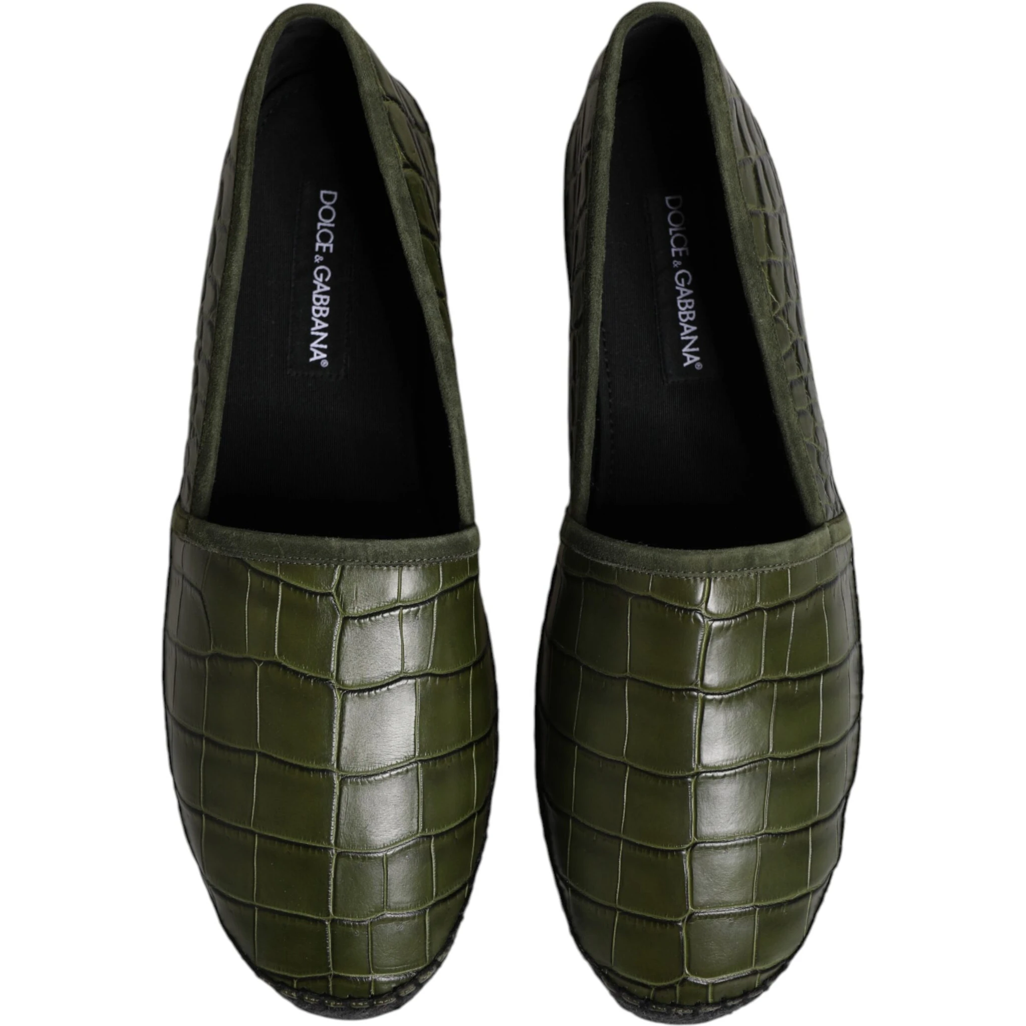 Green Exotic Leather Espadrilles Slip On Shoes