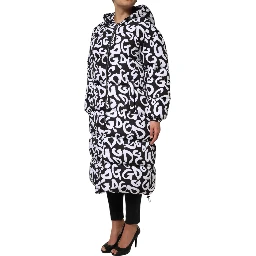 Black White DG Mania Hooded Long Coat Jacket