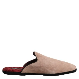 Beige Capra Suede Slides Flat Slipper Shoes