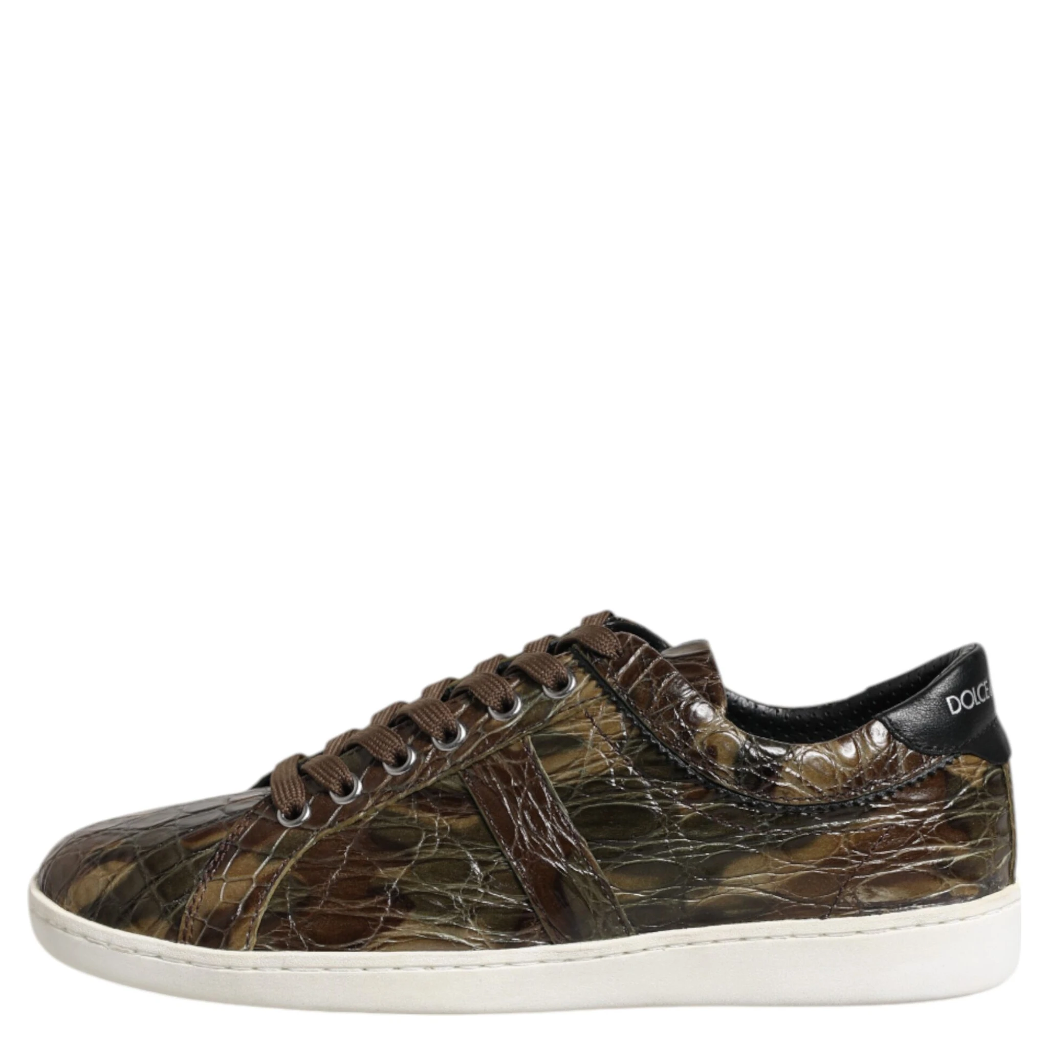 Brown Exotic Leather Low Top Sneakers Shoes