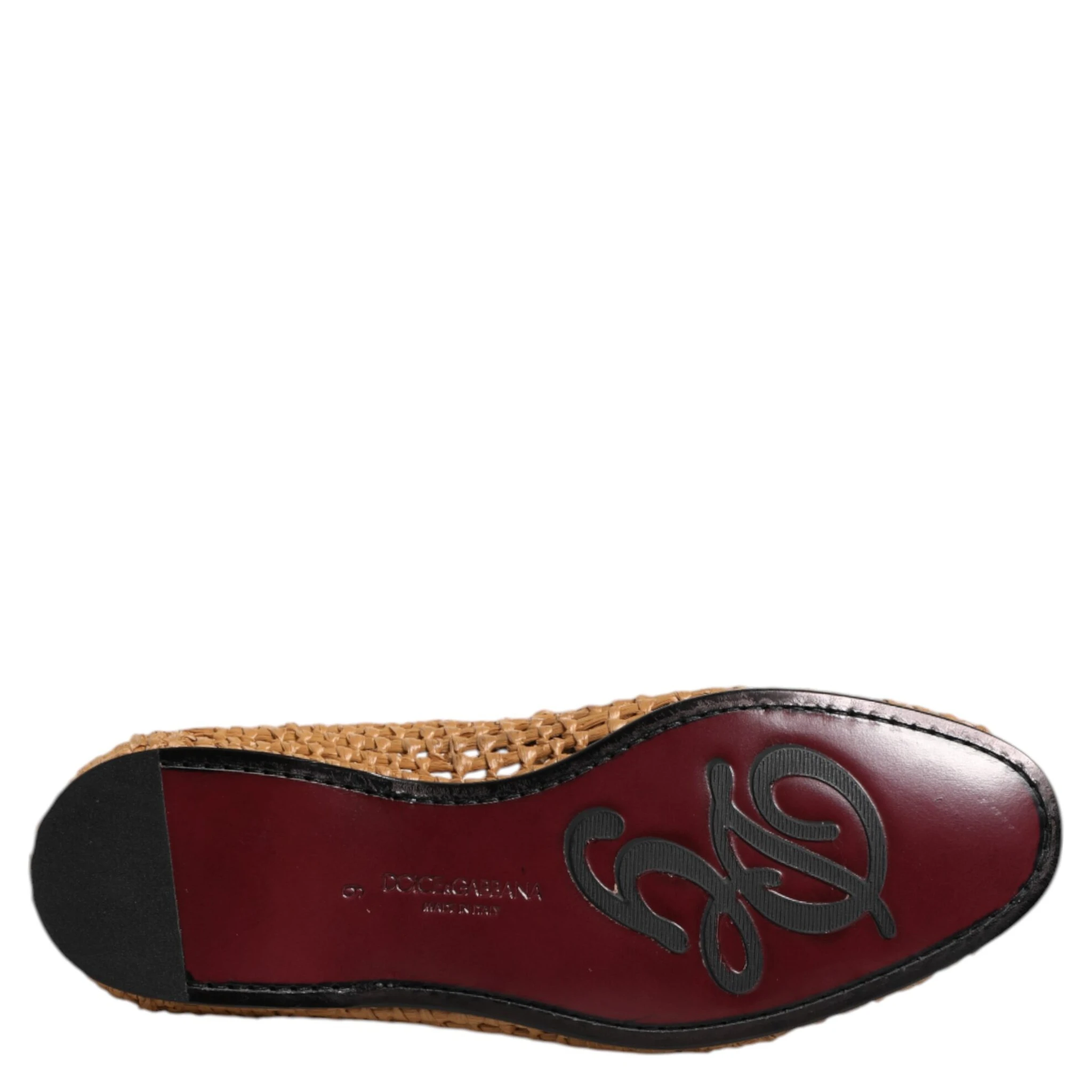 Brown Woven Raffia Slip On Loafers Shoes