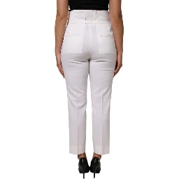 White Wool High Waist Tapered Pants