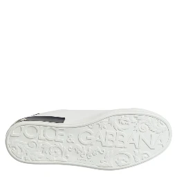 White Black Leather Portofino Sneaker Shoes