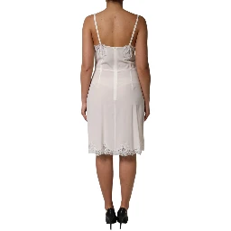 White Lace Gold DG Logo Silk Dress Sleepwear