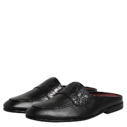 Black Calfskin Leather Slip On Loafers Shoes