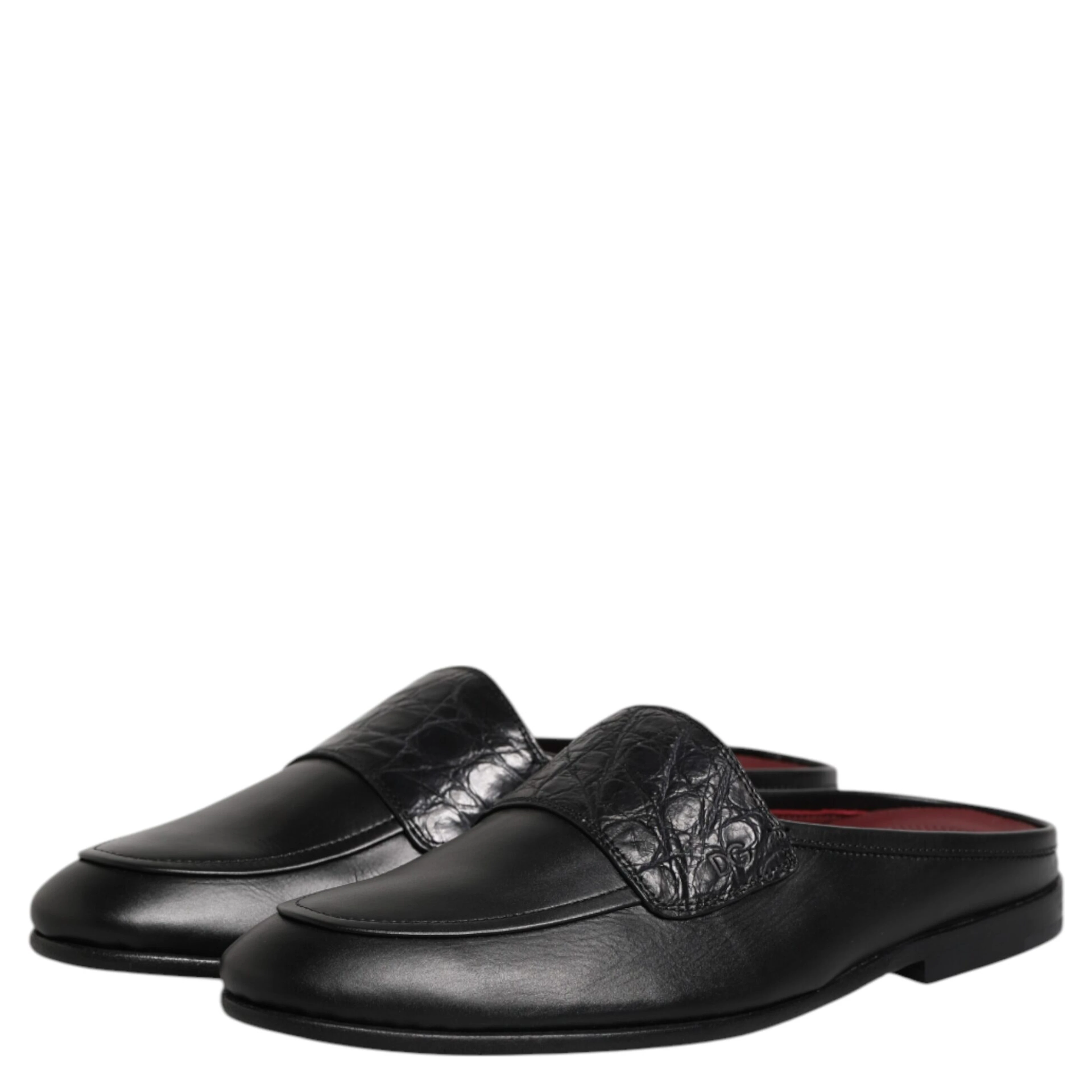 Black Calfskin Leather Slip On Loafers Shoes
