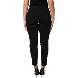 Black Wool High Waist Tapered Pants