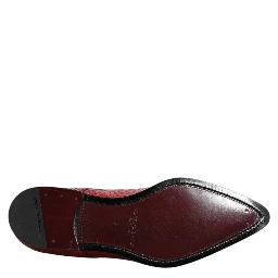 Red Exotic Leather Lace Up Dress Derby Shoes