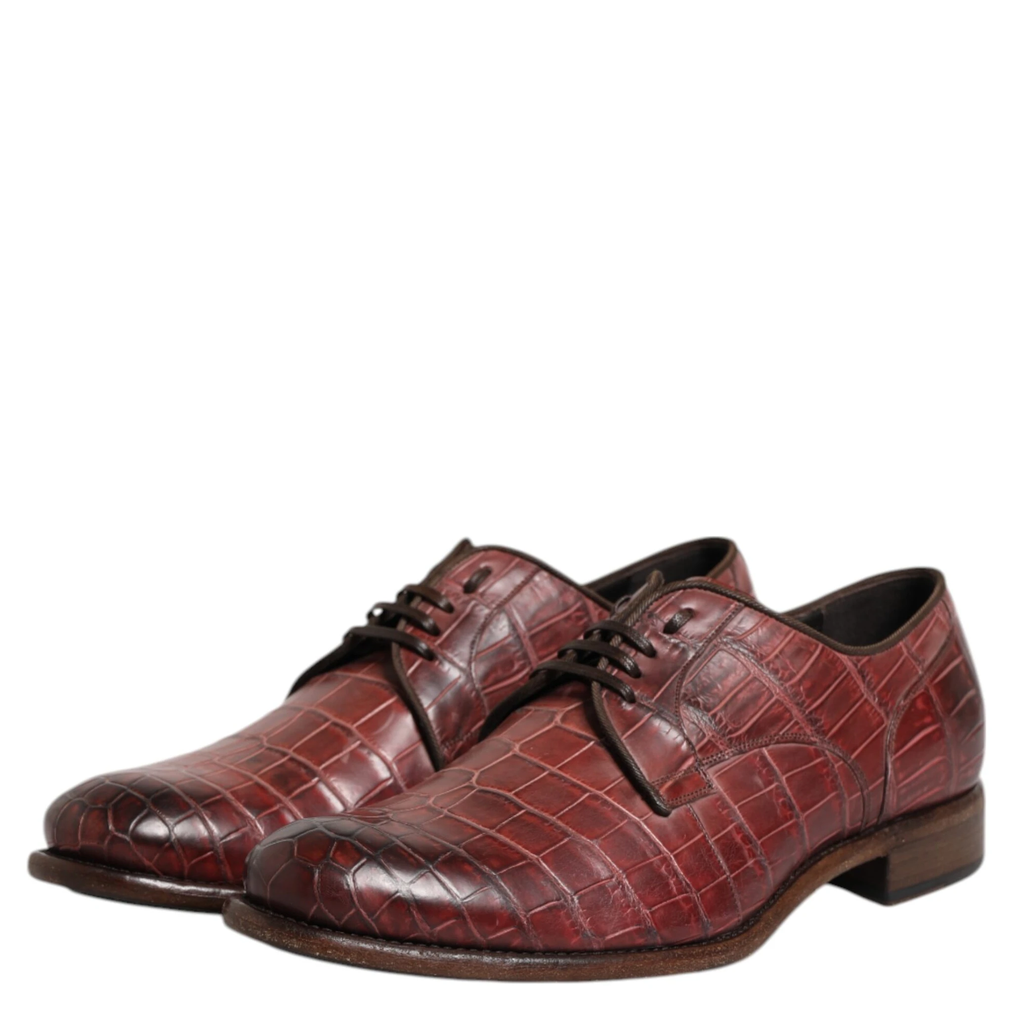 Burgundy Leather Lace Up Derby Dress Shoes