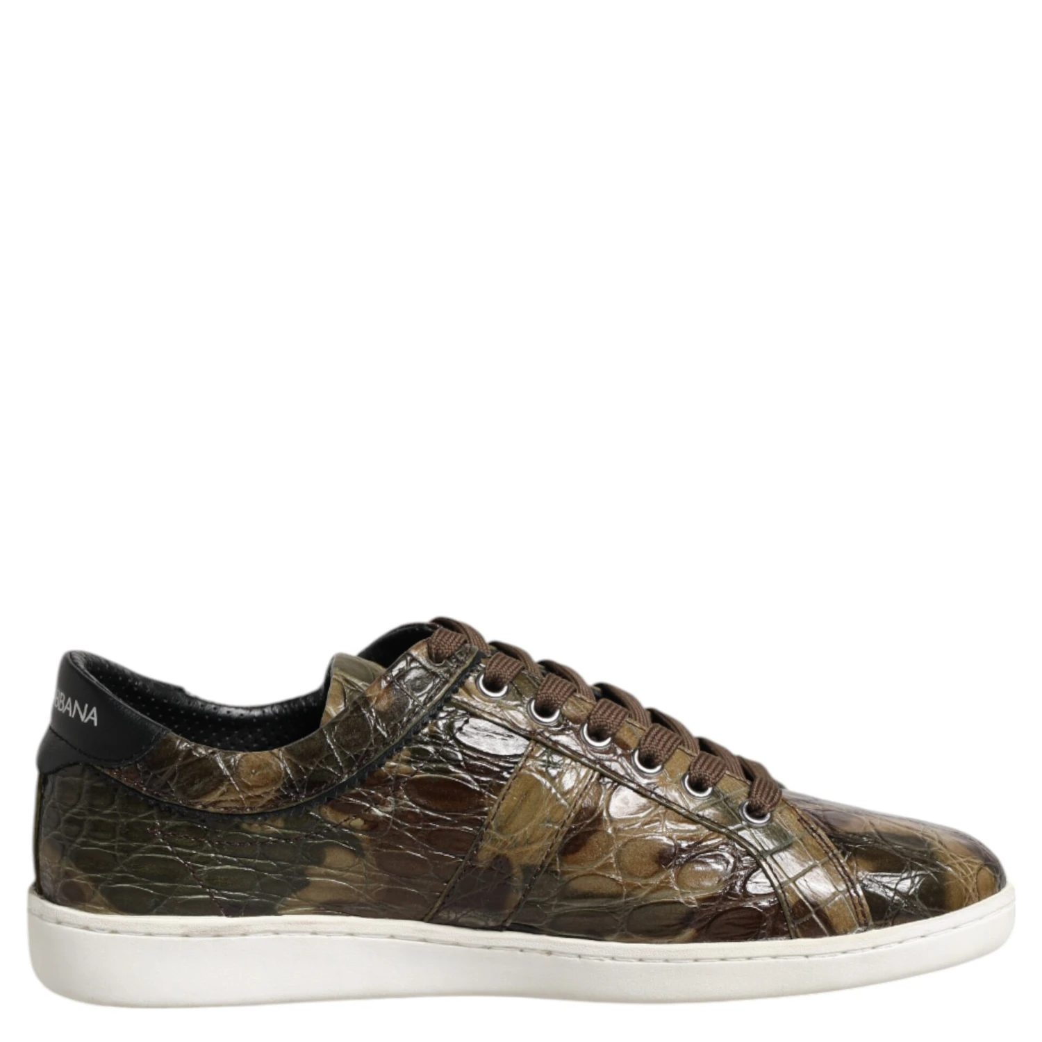Brown Exotic Leather Low Top Sneakers Shoes
