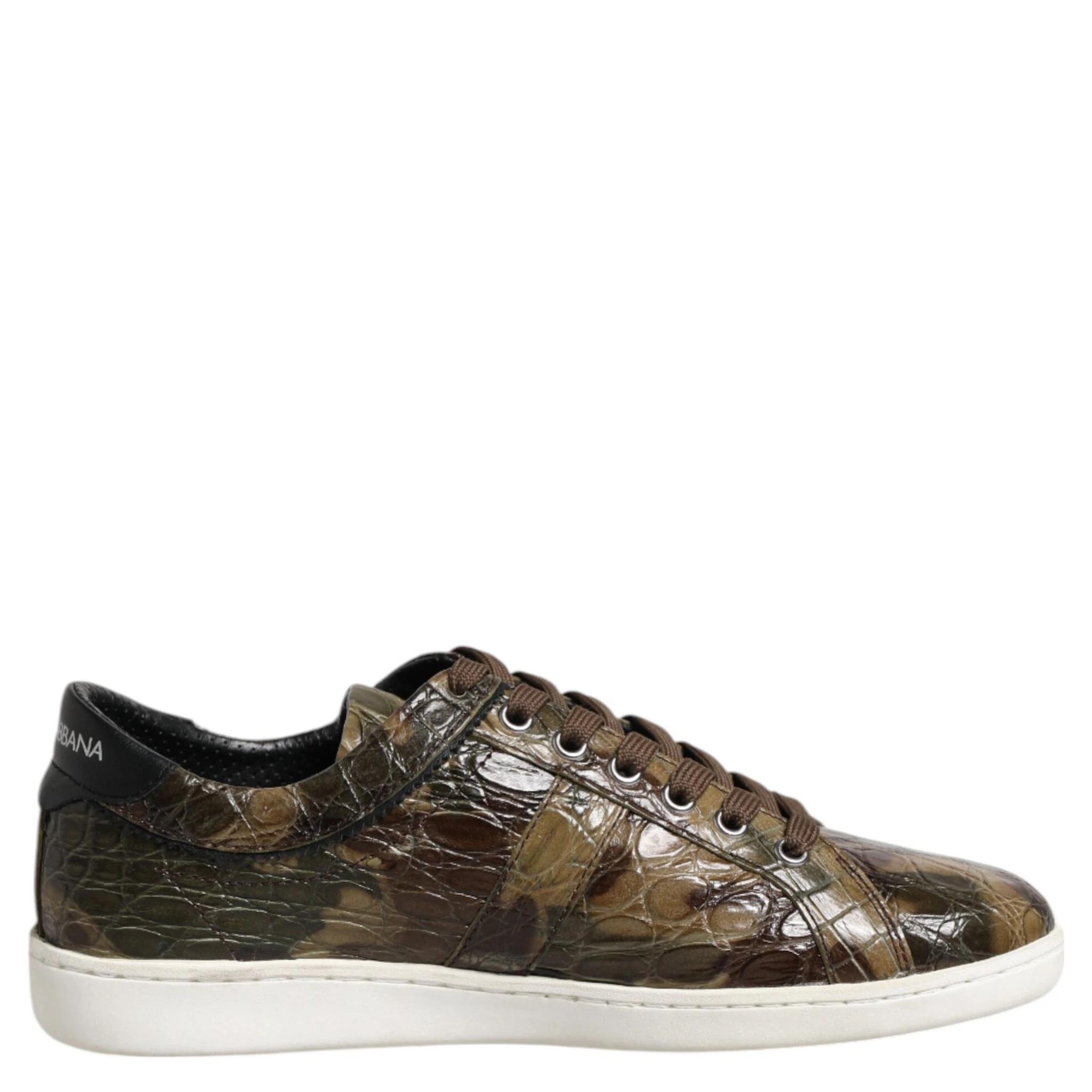 Brown Exotic Leather Low Top Sneakers Shoes