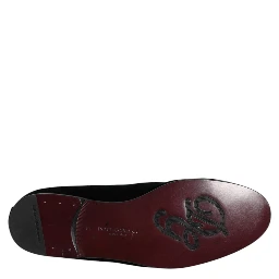 Black Velvet Embellished Loafer Slip On Shoes