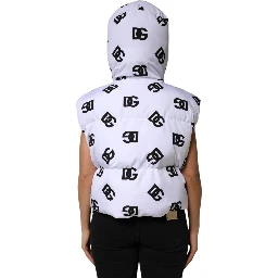 White Black DG Mania Polyester Puffer Jacket