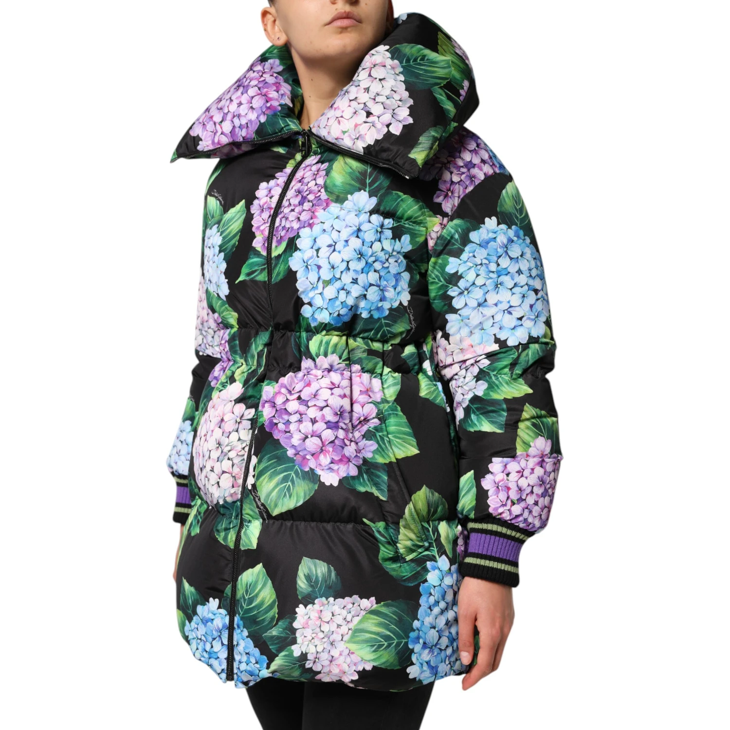 Multicolor Floral Print Puffer Quilted Jacket