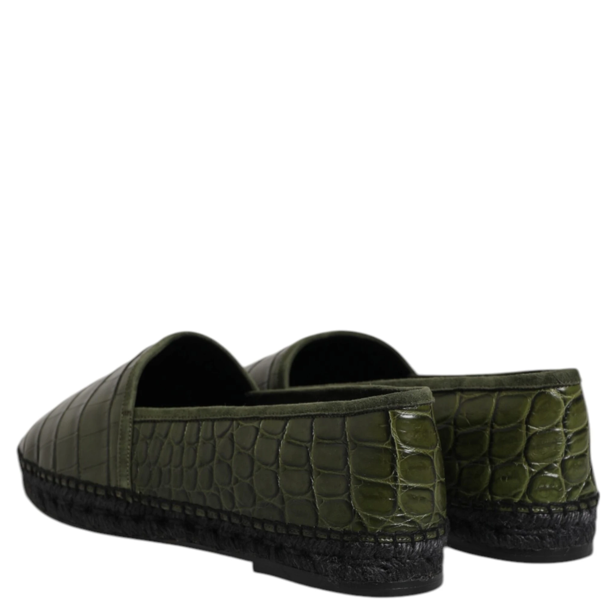 Green Exotic Leather Espadrilles Slip On Shoes