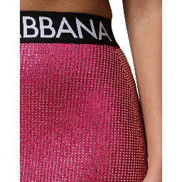 Pink Rhinestone Embellished Logo Mini Skirt