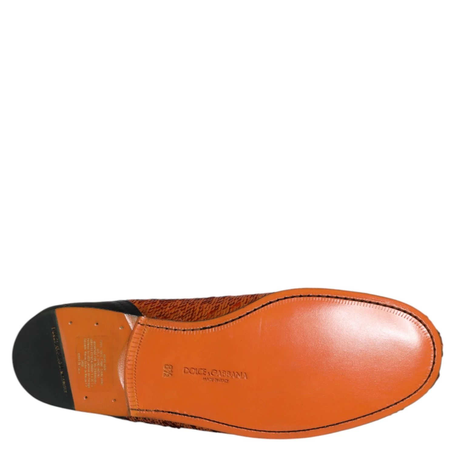 Orange Sequin Embellished Men Loafers Shoes