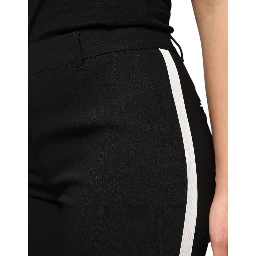 Black Wool High Waist Tapered Pants