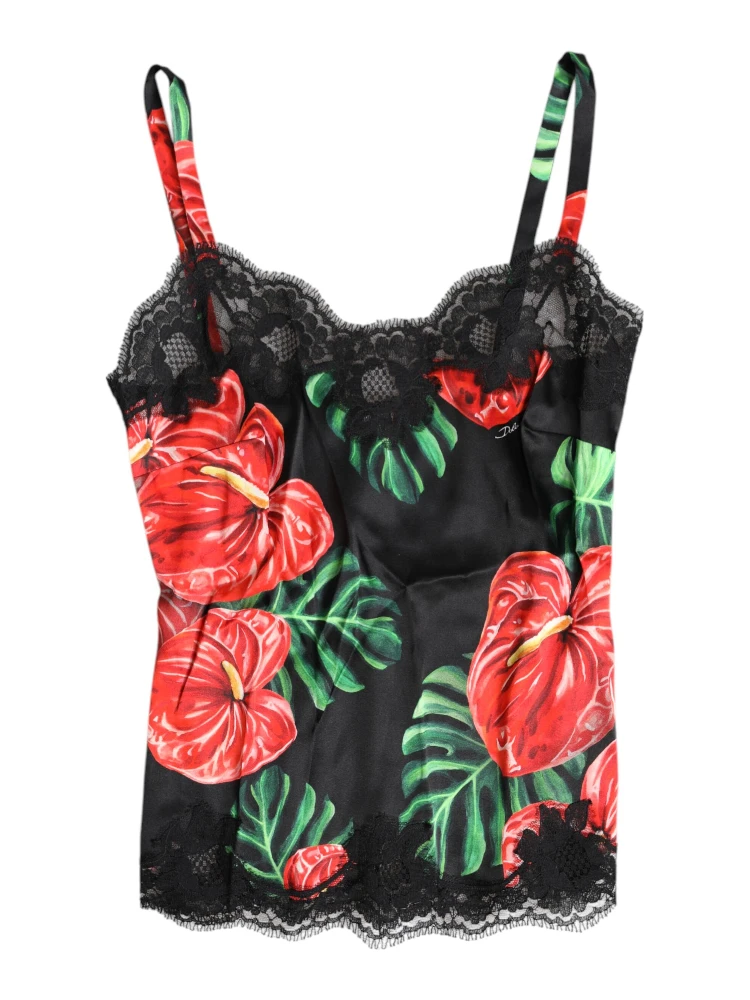 Multicolor Floral Silk Tank Lingerie Underwear
