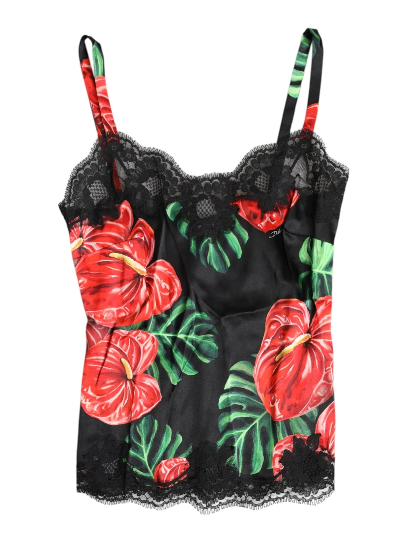 Multicolor Floral Silk Tank Lingerie Underwear