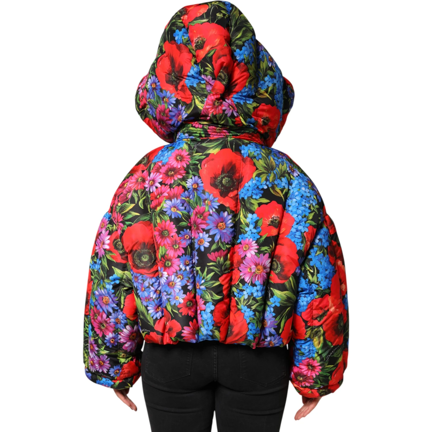 Multicolor Floral Hooded Puffer Coat Jacket