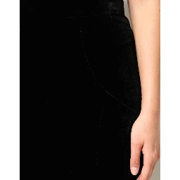 Black High Waist Fit Flared Midi Skirt