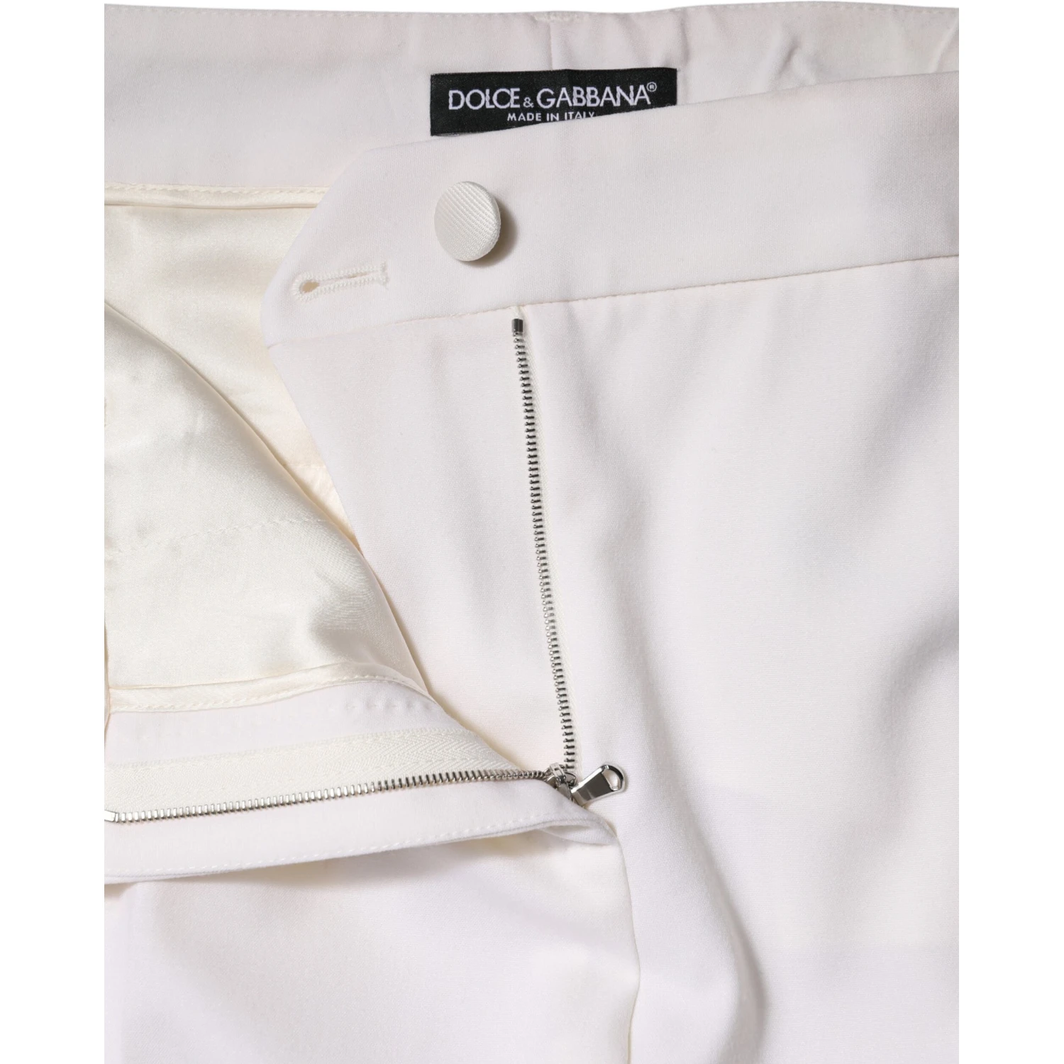 White Wool Mid Waist Tapered Pants