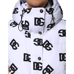 White Black DG Mania Polyester Puffer Jacket