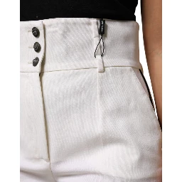 White Wool High Waist Tapered Pants