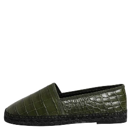 Green Exotic Leather Espadrilles Slip On Shoes
