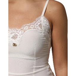 White Lace Gold DG Logo Silk Dress Sleepwear