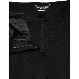 Black Wool High Waist Wide Leg Pants