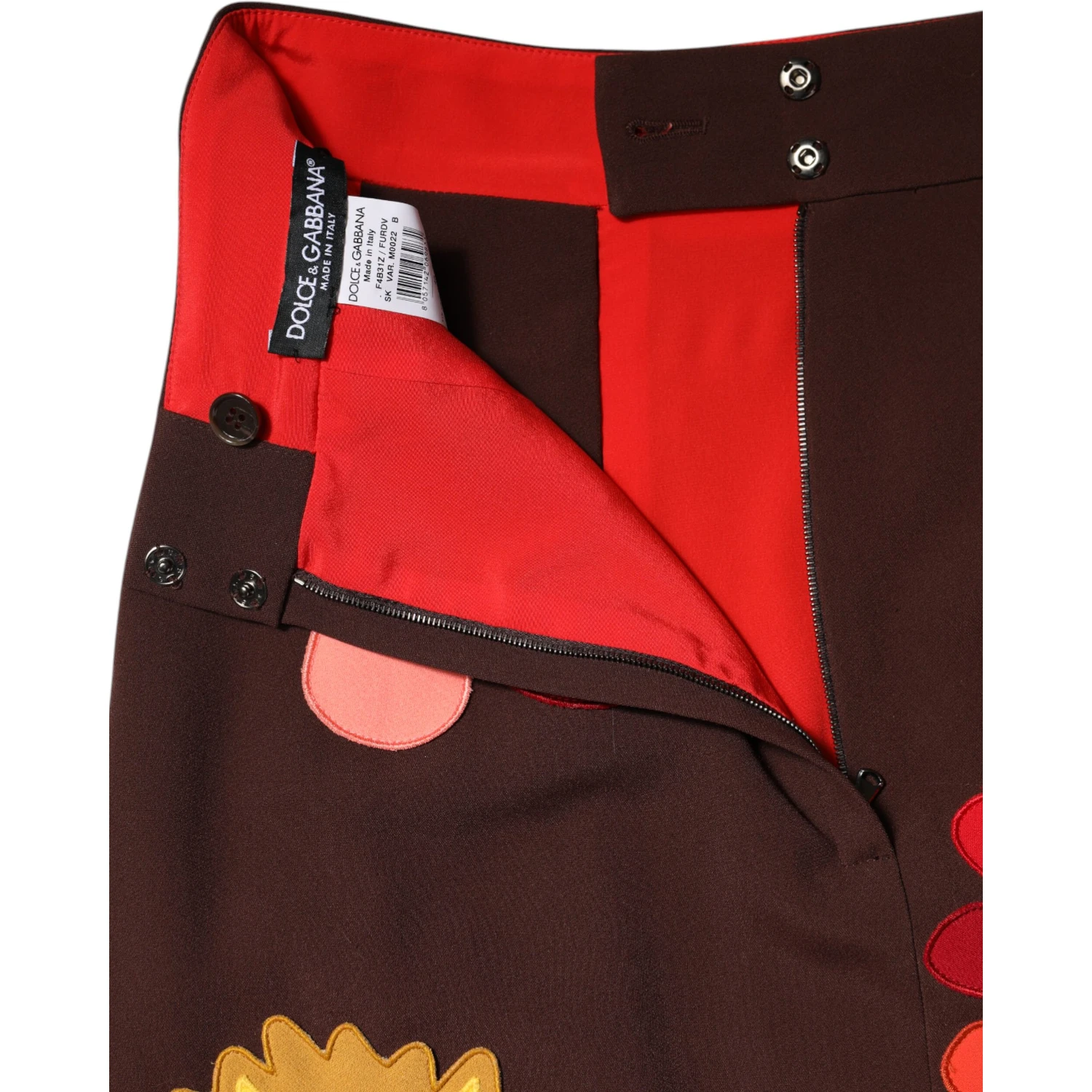 Brown Floral High Waist Side Slit Skirt