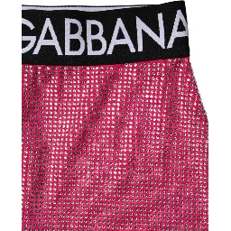 Pink Rhinestone Embellished Logo Mini Skirt