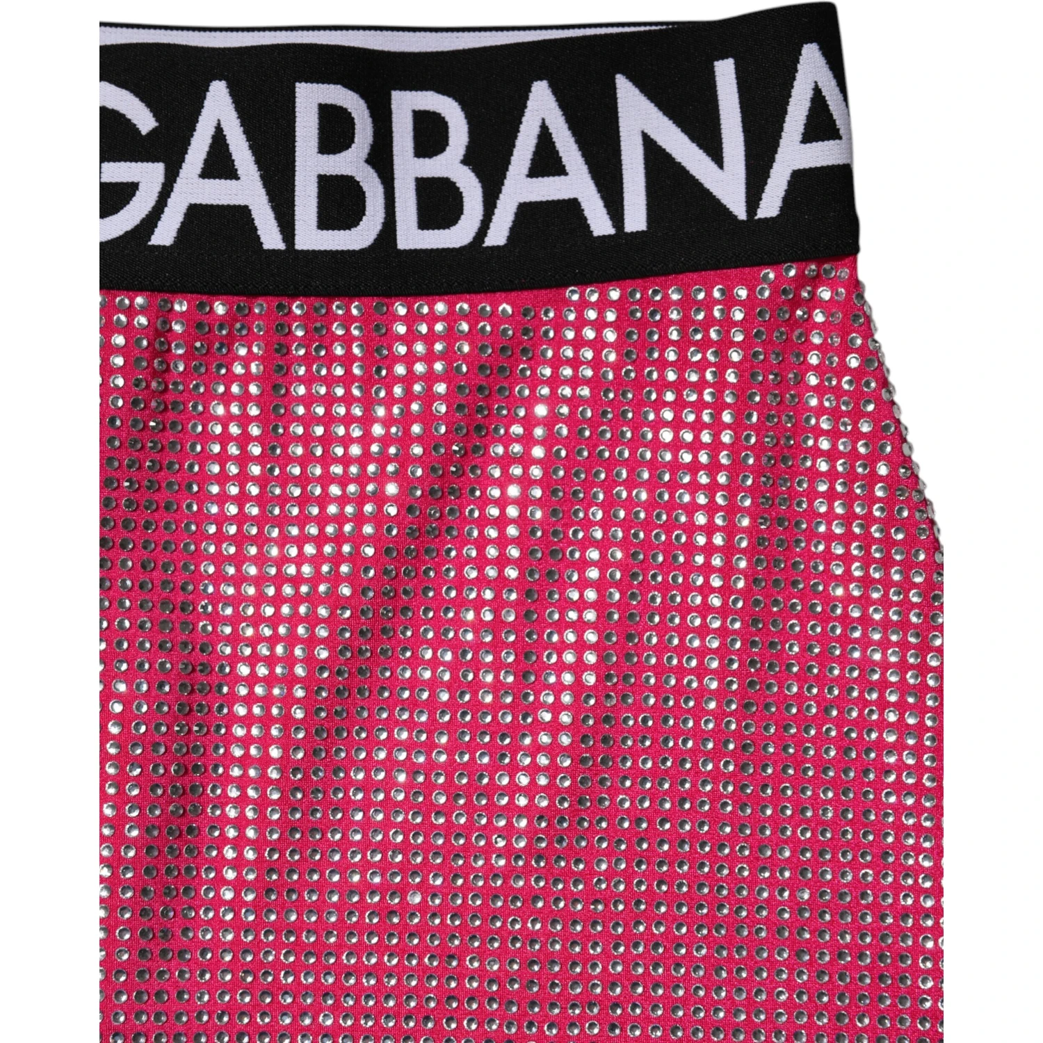 Pink Rhinestone Embellished Logo Mini Skirt