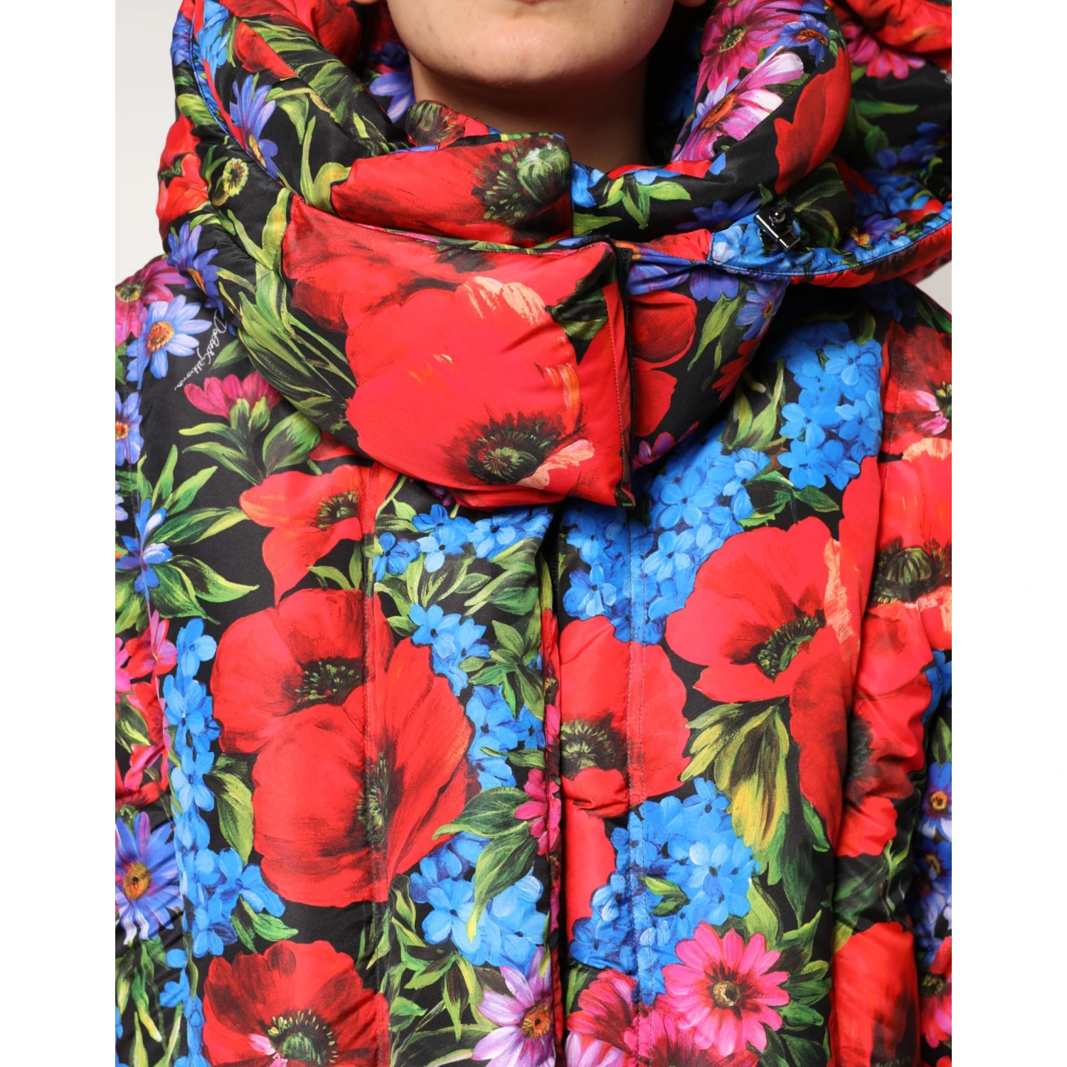 Multicolor Floral Hooded Puffer Coat Jacket