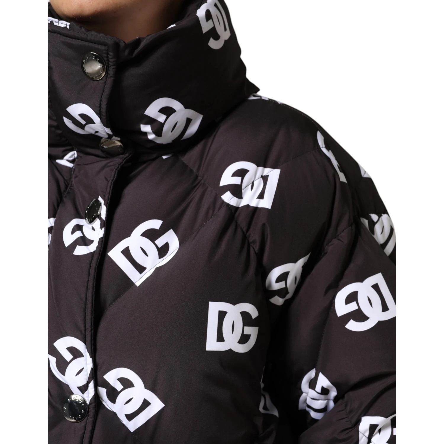 Black DG Mania Puffer Quilted Long Coat Jacket