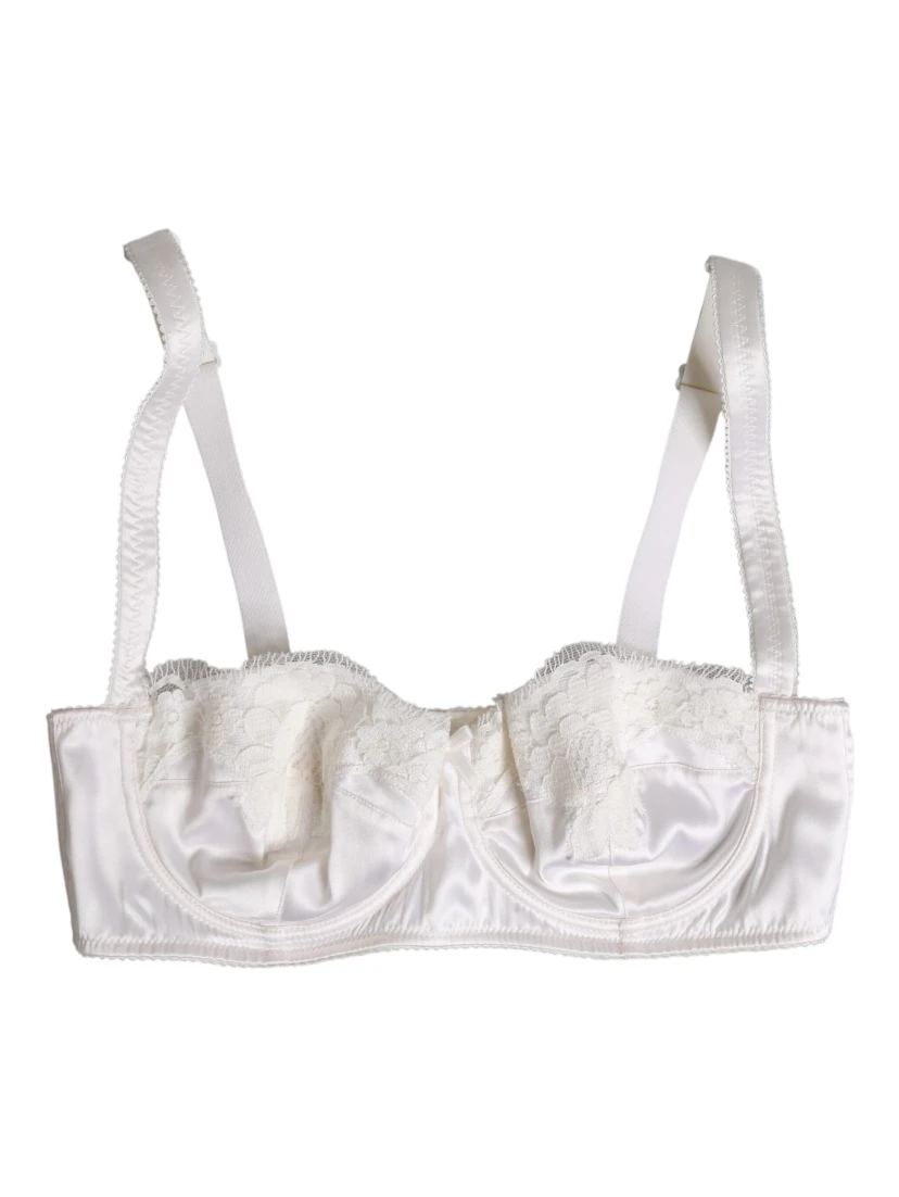 White Silk Underwired Balconette Bra Underwear
