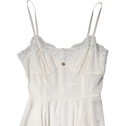 White Lace Gold DG Logo Silk Dress Sleepwear