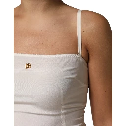 White Full Slip DG Logo Silk Dress Sleepwear