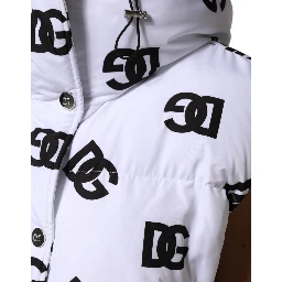 White Black DG Mania Polyester Puffer Jacket