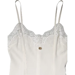 White Lace Gold DG Logo Silk Dress Sleepwear