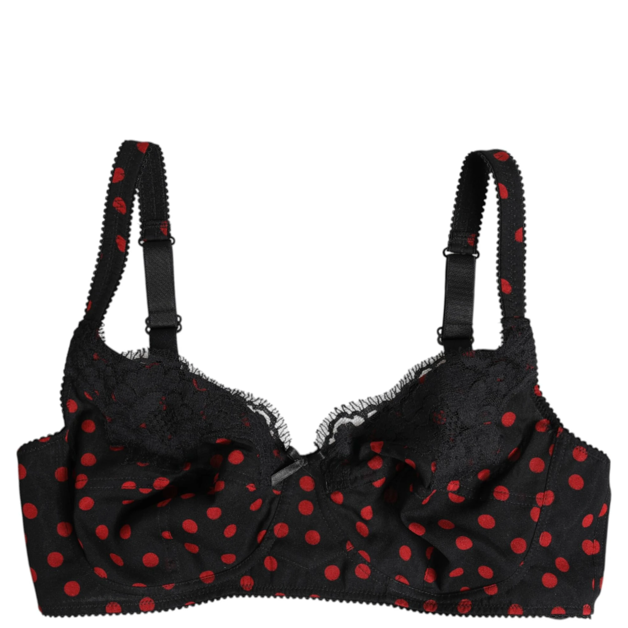 Black Red Polka Dot Underwired Balconette Underwear