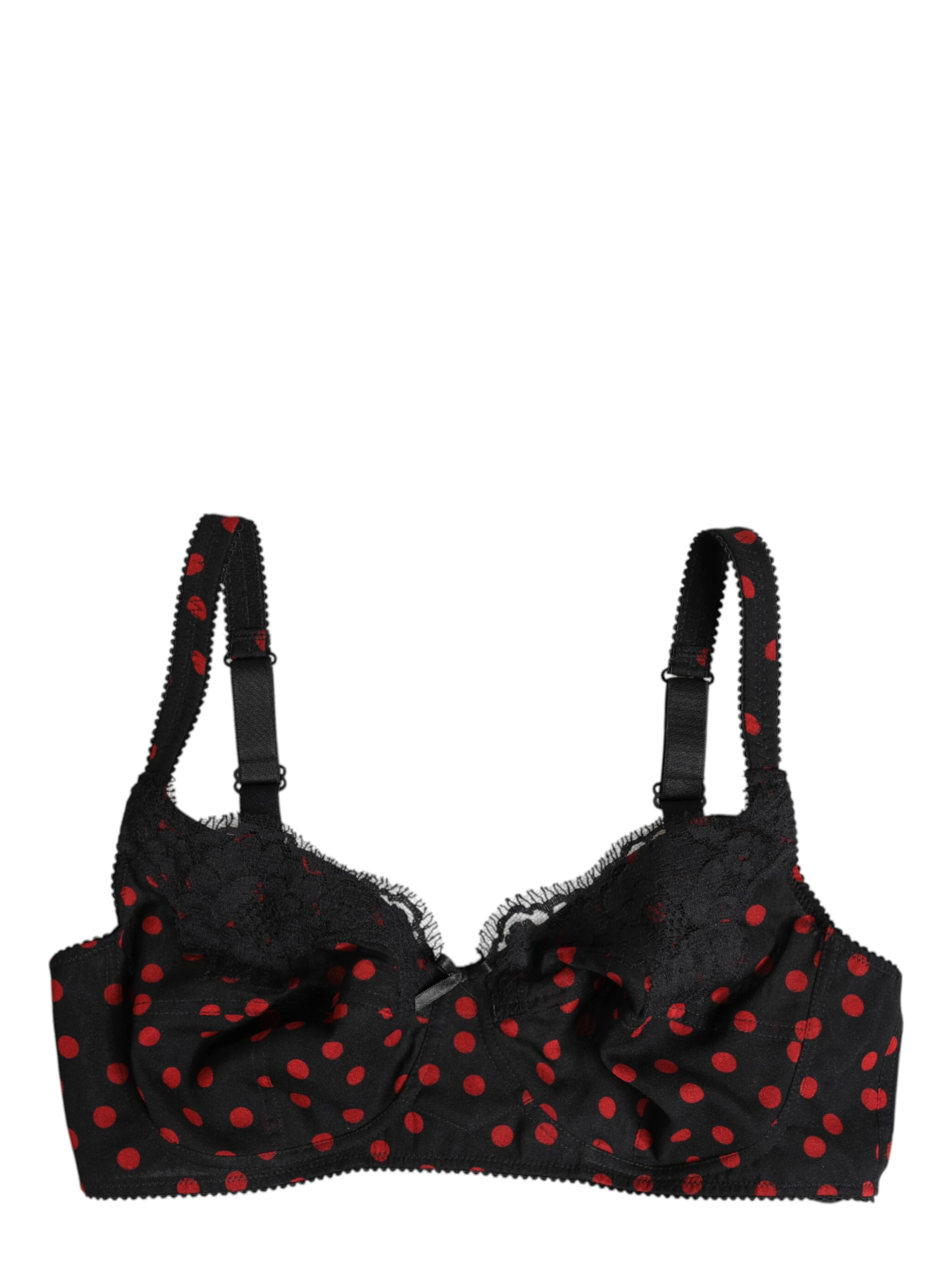 Black Red Polka Dot Underwired Balconette Underwear